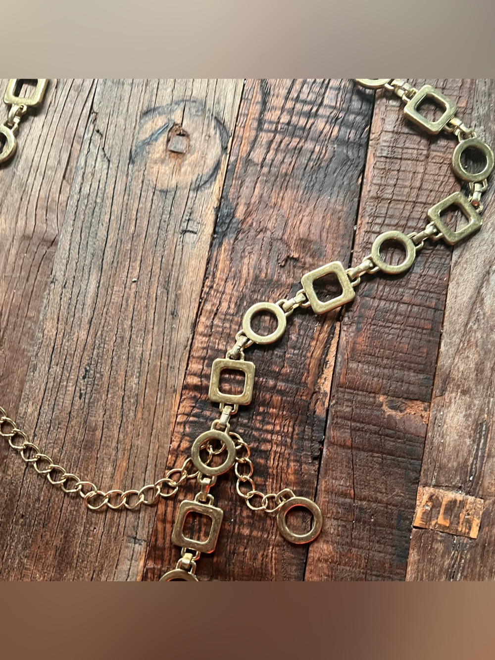Gold-Tone Geometric Link belt - Picture 2 of 5